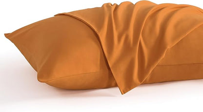 NTBAY Queen Pillow Cases Set, 2 Pack Brushed Microfiber 20x30 Inches, Soft, Wrinkle, Fade, Stain Resistant Pale Orange Pillow Cases with Envelope Closure