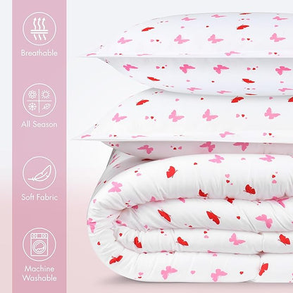 Utopia Bedding All Season Butterfly Comforter Set with 2 Pillow Cases, 3 Piece Soft Brushed Microfiber Kids Bedding Set for Boys/Girls, Machine Washable (Twin)