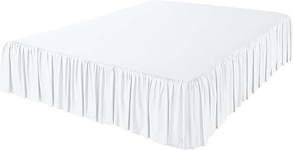 Amazon Basics Ruffled Bed Skirt, Classic Style, Wrinkle and Fade Resistant, Machine Washable, 16" Drop, Full, White
