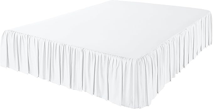 Amazon Basics Lightweight Ruffled Bed Skirt, Machine Washable, Wrinkle Resistant, Classic Style, Soft 100% Microfiber With 16" Drop, King, Bright White