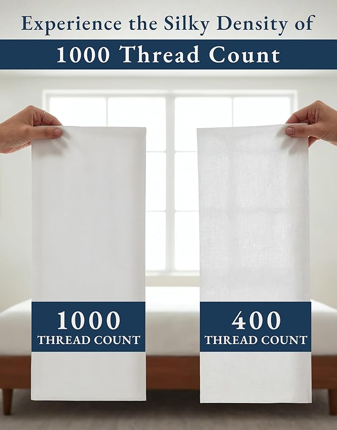 LANE LINEN 100% Egyptian Cotton Twin Sheets Set - 1000 Thread Count, Soft & Comfy Luxury Hotel Style Thick Cotton Twin Sheet Set, Fully Elasticized Reinforsed Seams No Pill Natural Cooling - White