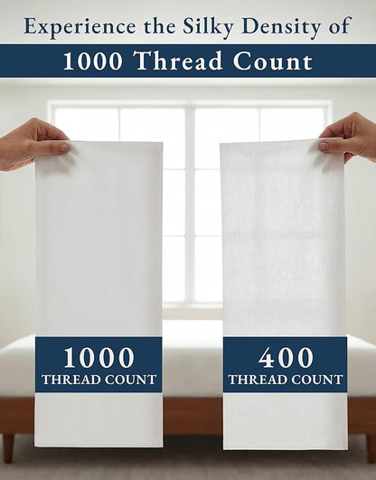 LANE LINEN 100% Egyptian Cotton Twin Sheets Set - 1000 Thread Count, Soft & Comfy Luxury Hotel Style Thick Cotton Twin Sheet Set, Fully Elasticized Reinforsed Seams No Pill Natural Cooling - White
