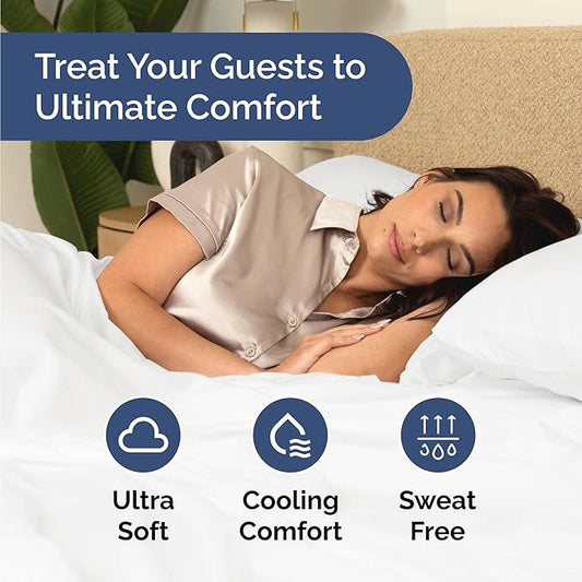 Bulk Case Pack of 16 Sheet Sets - (16) Complete Twin XL Size Sheet Sets with Deep Pockets - Wholesale Bulk Bedding for Hotels, Spas & Airbnbs - Breathable, Cooling & Wrinkle Free - (Twin XL, White)
