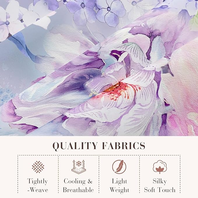 YIYEA Pillow Cases Standard Size Set of 4, Ultra Soft 1800TC Hotel Quality Double Brushed Microfiber Embroidered Pillowcases and Floral Pillow Covers, Envelope Closure, Fade Resistant (20"x26")