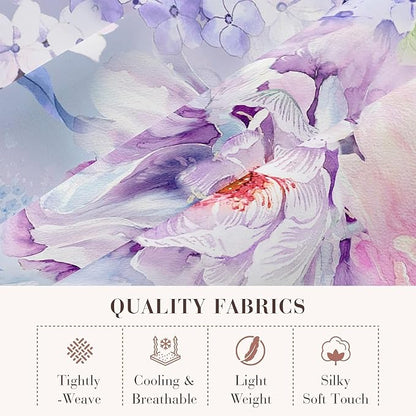 YIYEA Pillow Cases Standard Size Set of 4, Ultra Soft 1800TC Hotel Quality Double Brushed Microfiber Embroidered Pillowcases and Floral Pillow Covers, Envelope Closure, Fade Resistant (20"x26")