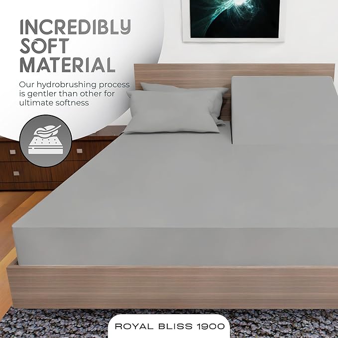 Top Split King Sheets Sets for Adjustable Bed, 4 Pcs Deep Pockets Double Brushed Microfiber Sheets, 34 Inch Split Top Fitted Sheet, 1 King Flat Sheet and 2 Pillowcases - Silver