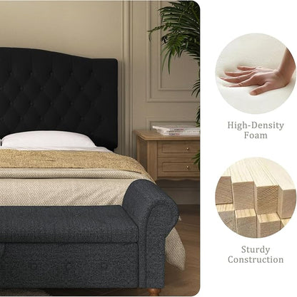 Furpopup Velvet Upholstered Headboard Queen/Full Size Latest Model Wall Mount, Bed Frame Mount, Featuring High-Density Sponge Padding, Luxury Texture Easy Assembly Comfort and Style-Black