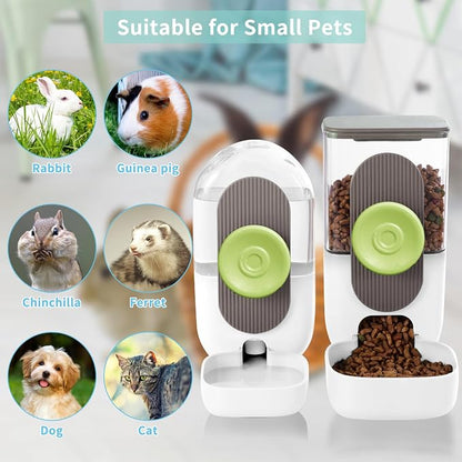 Lemtrflo Rabbit Feeder, Bunny Water Bottle Dispenser, Pet Cage Food Bowl | Suitable for Rabbits, Guinea Pigs, Ferrets, Cat and Other Small Pets