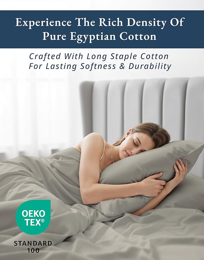 LANE LINEN 100% Egyptian Cotton Bed Sheets sábanas California King, Soft & Comfy Luxury Hotel Like Thick Bedding Sheets & Pillowcase Set, Machine Wash 15" Deep Pocket Sheet Set - Silver
