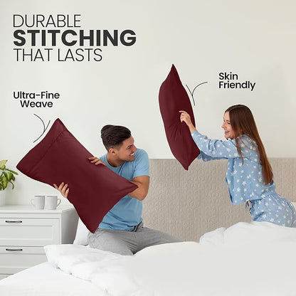 Utopia Bedding Queen Pillow Cases - 2 Pack - Envelope Closure - Soft Brushed Microfiber Fabric - Shrinkage and Fade Resistant Pillow Covers Queen Size 20 X 30 Inches (Queen, Burgundy)