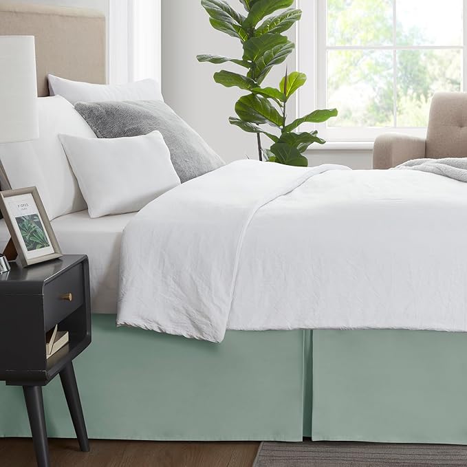 Nestl Sage Green Twin XL Bed Skirt - Twin XL Size Bed Skirt 14 Inch Drop - Brushed Microfiber Bed Skirts - Hotel Quality Pleated Bed Skirt - Shrinkage & Fade Resistant