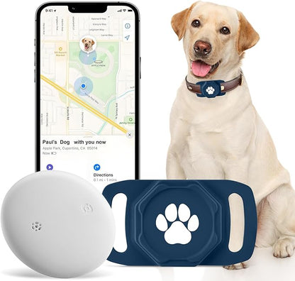 Smart Pet Tracker for Collar - Dog Tracker Pet Location Tracker with Holder | Real-Time Location, No Monthly Fee/ SIM Card, Work with Android Only (Not for IOS), Ultra-Slim, IP68 Waterproof Holder, Blue