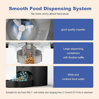 2.4G/5G Automatic Cat Feeder, 4L WiFi Food Dispenser with 10s Voice Recorder, Pet Feeder up to 10 Meals per Day, Timed Cat Feeder with Dry Food Sealed Ring