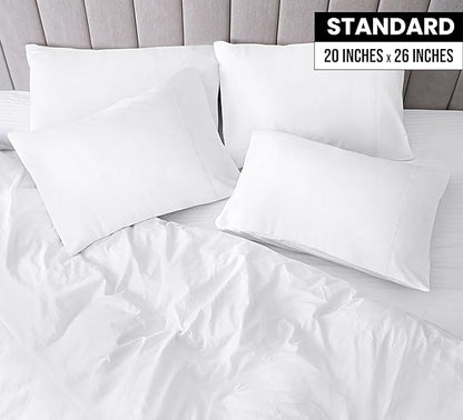Utopia Bedding Standard Pillow Cases - Pack of 4 - Envelope Closure - Soft Brushed Microfiber Fabric - Shrinkage and Fade Resistant Pillow Covers Standard Size 20 X 26 Inches (Standard, White)