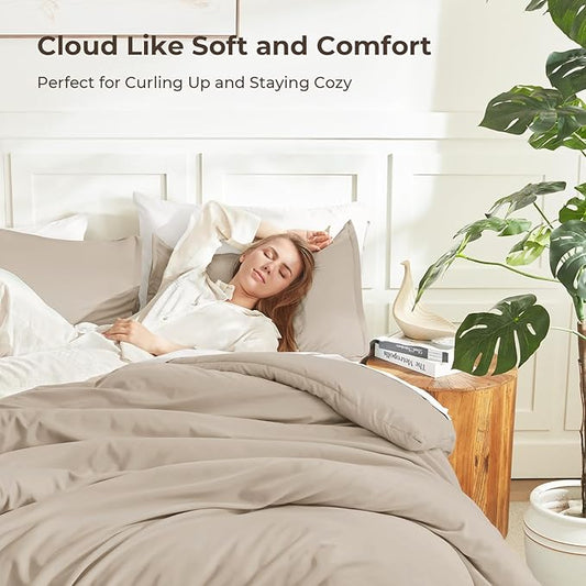 Litanika Comforters Twin XL Size Khaki, 2 Pieces Lightweight Solid Bedding Set & Collections, All Season Fluffy Bed Set (68x92 Inches Comforter & 1 Pillowcase)