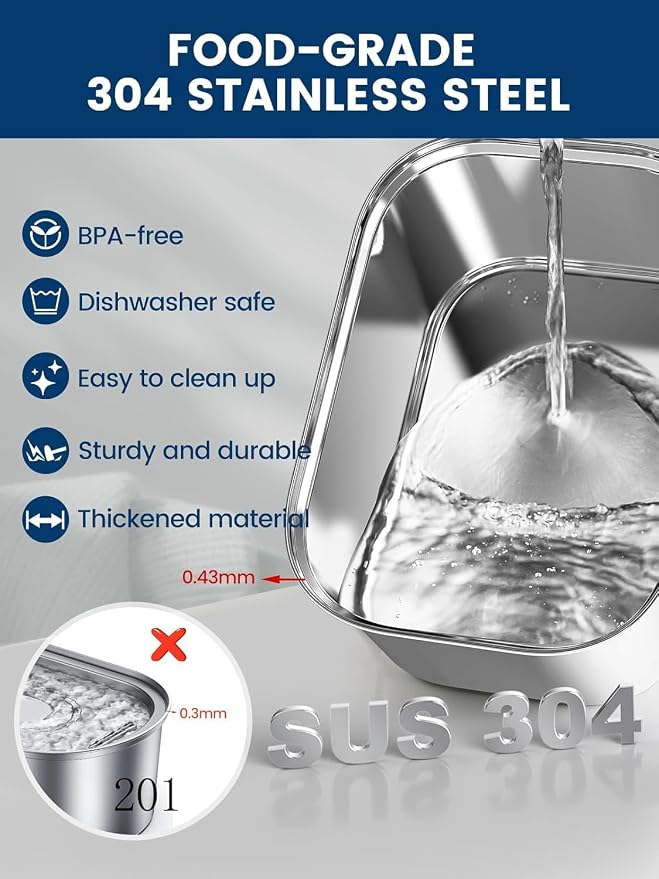 Cat Water Fountain Stainless Steel for Cats Indoor 2.5L 85oz by BPA-Free SUS304, Effective 6-Layer Filter Cat Fountain for Drinking 20dB Ultra Quiet Metal Pet Water Fountain (Fountain+4 Filters)