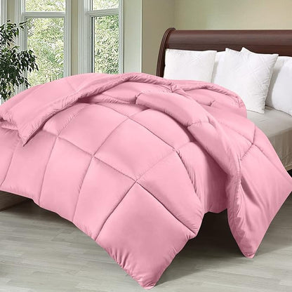 Utopia Bedding Comforter Duvet Insert, Quilted Comforter with Corner Tabs, Box Stitched Down Alternative Comforters Twin Size (Pink)