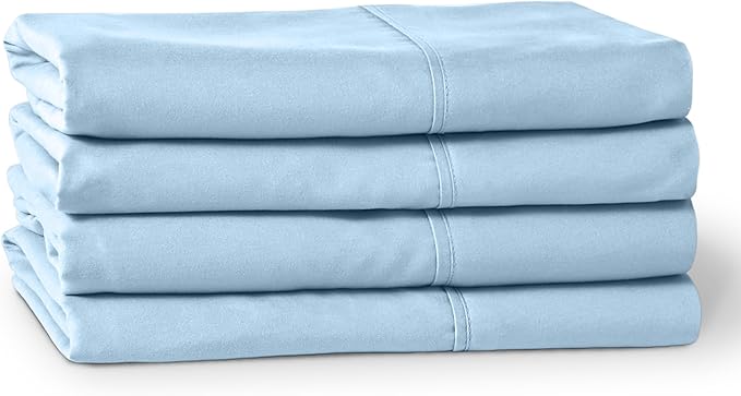 Bare Home Microfiber Bulk Pillow Cases - Standard/Queen Size Set of 4 - Cooling Pillowcases - Double Brushed - Light Blue Pillowcases 4 Pack - Easy Care (Standard - 4 Pack, Light Blue)