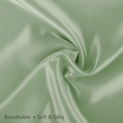 BLISSFORD Satin Pillowcase with Zipper, for Hair and Skin Care, Feels Soft and Cool Like a Silk Pillowcase, Satin Pillow Cases 2 Pack, Slik Pillow Cover, Sage Green - Standard Size - Set of 2