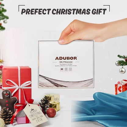 Adubor 100% Silk Pillowcase - Mulberry Silk Pillow Cases, 22 Momme 6A Grade Fibers, Silk Pillow Case for Hair and Skin Health, with Hidden Zipper (King 20''×36'', Peacock Blue, 1PC)