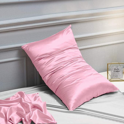 NTBAY 2 Pack Satin King Pillowcases for Hair and Skin, Luxurious and Silky Pillow Cases with Envelope Closure, 20x40 Inches, Pink