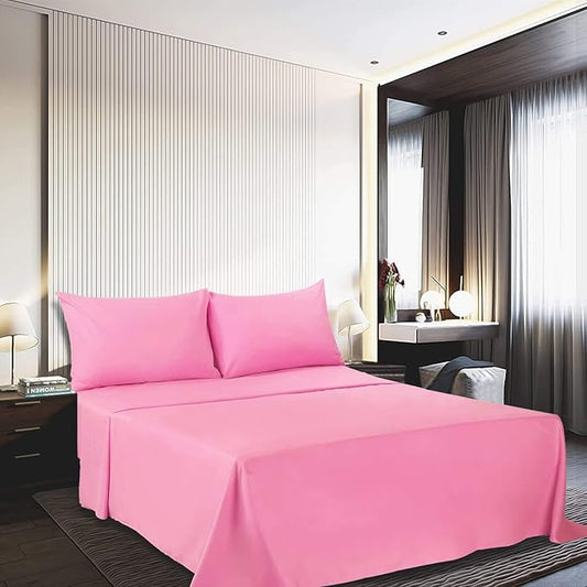 Best Season 4 Piece Bed Sheet Set (Twin XL Size, Peach Pink Color) 1 Flat Sheet,1 Fitted Sheet and 2 Pillow Cases,Brushed Microfiber Sheets Set,Deep Pockets,Extra Soft & Fade Resistant