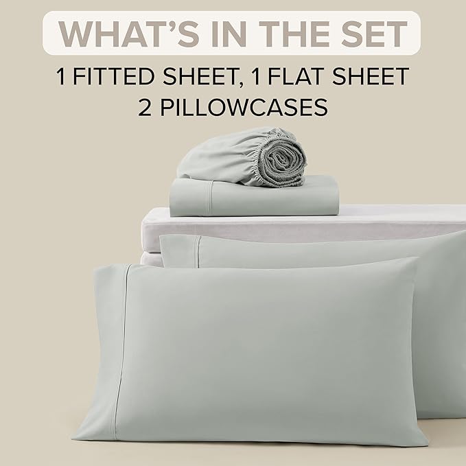 UGG Hedi Full XL Sheet Set 4-Piece Luxury Cooling Sheets Deep Pockets Premium Bedding with 2 Pillow Shams Hypoallergenic Machine Washable Soft Lightweight Bed Set for Bedroom, Full XL, Mineral Green