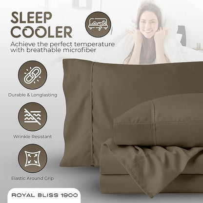 Full Size Bed Sheets – 4Pcs Bed Sheets Full Size Set, Deep Pocket, Double Brushed Microfiber, Fade Resistant, Soft & Breathable for Cozy and Comfortable Sleep(Taupe)