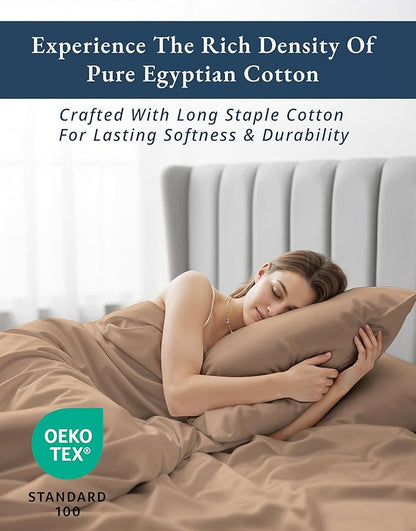 LANE LINEN 100% Egyptian Cotton Split King Sheets for Adjustable Beds- Soft & Comfy Sateen Weave for Silky Finish, Cool Breathable Eco Friendly Sustainably Produced Bedding- Taupe