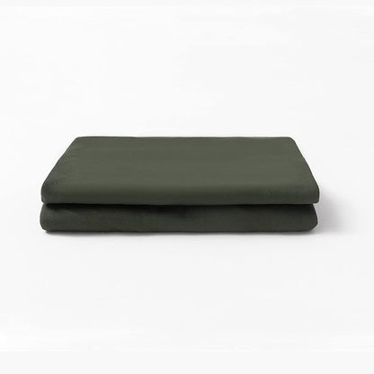 2-Pack Stretch Pillow Cases - Jersey Knit & Envelope Closure Pillowcases with Ultra Soft T-Shirt Like Polyester Blend - Suitable for Queen or Standard Size Set of 2, Dark Olive