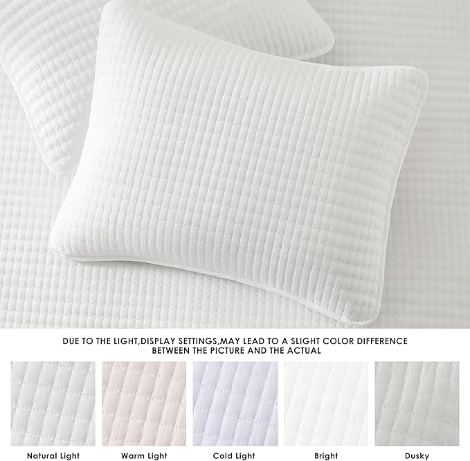 WRENSONGE White California/Oversized King Size Quilt Bedding Set with 2 Pillow Shams -3 Pieces Lightweight Soft Bedspreads Coverlet for All Season