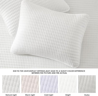 WRENSONGE White California/Oversized King Size Quilt Bedding Set with 2 Pillow Shams -3 Pieces Lightweight Soft Bedspreads Coverlet for All Season
