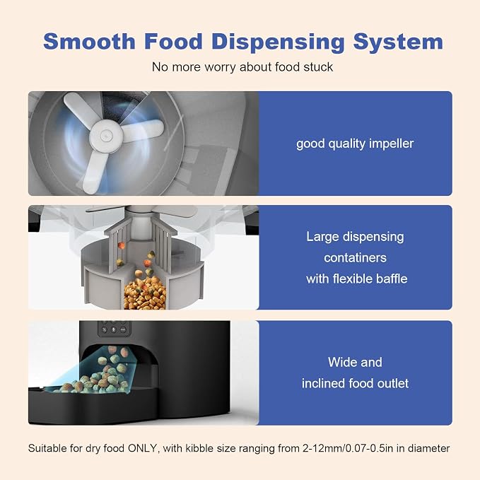Automatic Cat Feeder, 6L Cat Food Dispenser with 10s Voice Recorder, Pet Feeder up to 8 Meals per Day, Timed Feeder with Dry Food Sealed Ring (Black)