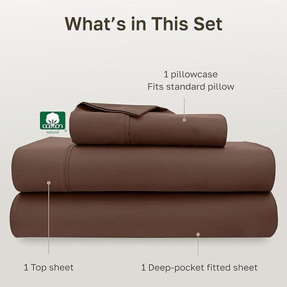 California Design Den Twin XL Sheet Sets - 400 Thread Count Sateen, 100% Cotton Sheets Twin XL, Deep Pockets, and Durable Bedding Set - Espresso Chocolate Brown