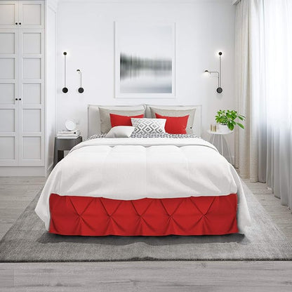 Nestl Red Bed Skirt Twin Size, Pinch Pleat Twin Bed Skirt, 14" Inch Drop Twin Bedskirt, Hotel Quality Red Bed Skirts, Premium Microfiber Bedskirt for Twin Bed, Red Twin Bed Skirt