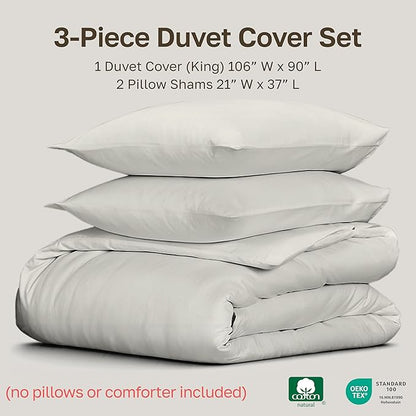 California Design Den 3 Pc King Size Duvet Cover Set -Winner Good Housekeeping Best Bedding Awards 2025, 400 Thread Count Sateen 100% Cotton Bedding Duvet Covers - Ivory (Pale Tone)