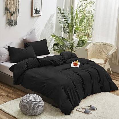 Luxlovery Black California King Comforters Set Women Men Solid Black Bedding Set Cal King Soft Breathable Lightweight Durable Comforter Set Fluffy Blanket Quilts