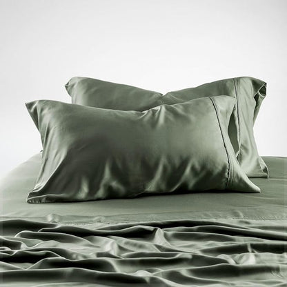 Olive + Crate Tencel Lyocell Eucalyptus Sheets King Size - Cooling Tencel Sheets for Hot Sleepers with 18 Inch Deep Pocket Fit - Moss 4-Piece Set