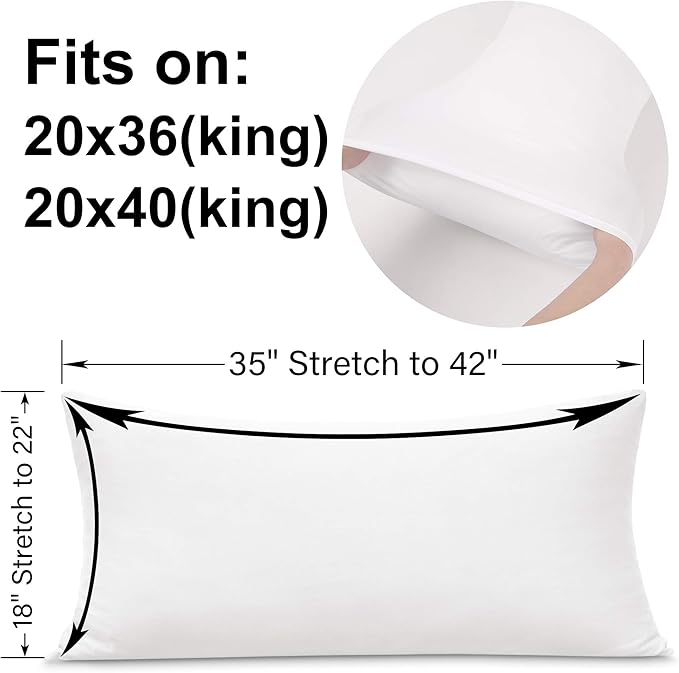 2-Pack Stretch Pillow Cases - Jersey Knit & Ultra Soft Envelope Closure Pillowcases T-Shirt Like Microfiber Blend - Suitable for 20x36/20x40 King Size Set of 2, White