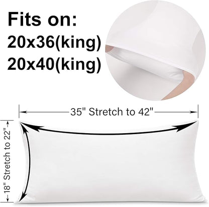 2-Pack Stretch Pillow Cases - Jersey Knit & Ultra Soft Envelope Closure Pillowcases T-Shirt Like Microfiber Blend - Suitable for 20x36/20x40 King Size Set of 2, White