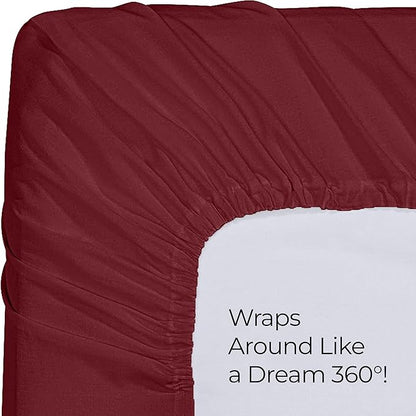 Utopia Bedding King Fitted Sheet - Bottom Sheet - Deep Pocket - Soft Microfiber - Shrinkage and Fade Resistant - Easy Care -1 Fitted Sheet Only (Burgundy)