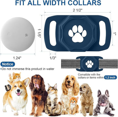 Smart Pet Tracker for Collar - Dog Tracker Pet Location Tracker with Holder | Real-Time Location, No Monthly Fee/ SIM Card, Work with Android Only (Not for IOS), Ultra-Slim, IP68 Waterproof Holder, Blue