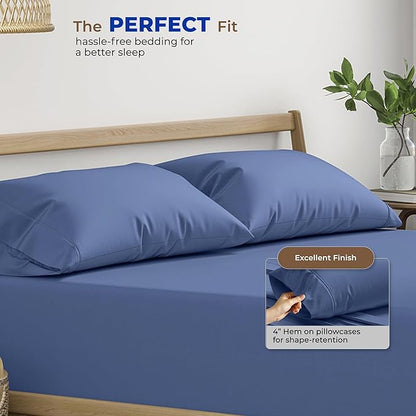 Thread Spread 100% Egyptian Cotton King Size Pillow Cases Set of 2 - Luxury 1000 Series Paradise Collection Pillow Cases King Size (Deep Blue), Soft Cooling Hotel Egyptian Cotton Pillowcases