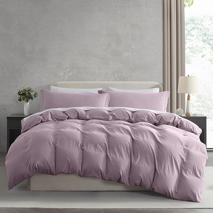 Nestl Dusty Purple Duvet Cover King Size - Soft Prewashed King Duvet Cover Set, 3 Piece, with Zipper Closure, 1 Duvet Cover 104x90 inches and 2 Pillow Shams