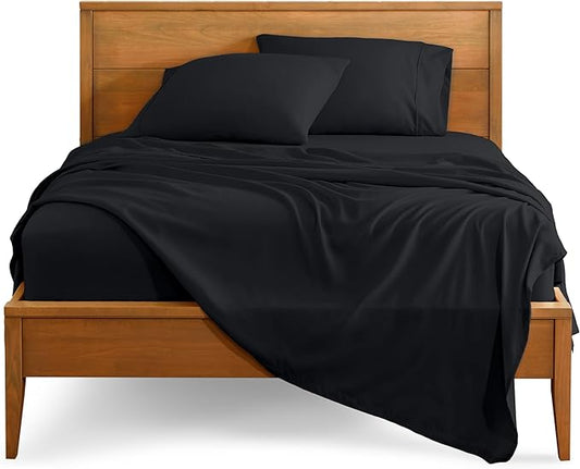 Bare Home Split King Sheet Set - 1800 Ultra-Soft Microfiber Bed Sheets - Double Brushed - Deep Pockets - Easy Fit - 5 Piece Set - Bedding Sheets & Pillowcases (Split King, Black)
