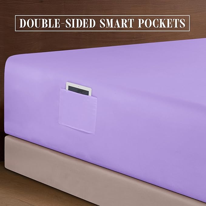Elegant Comfort Luxurious 1500 Premium Hotel Quality Microfiber 4-Piece Sheet Set, 18-24 Inches Deep - Extra Deep Pocket Sheets - Ultra Soft 4PC Deep Pocket Sheets, Full, Lavender