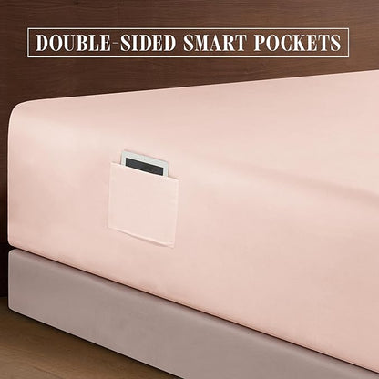 Elegant Comfort Luxurious 1500 Premium Hotel Quality Microfiber 4-Piece Sheet Set, 18-24 Inches Deep - Extra Deep Pocket Sheets - Ultra Soft 4PC Deep Pocket Sheets, Twin/Twin XL, Blush
