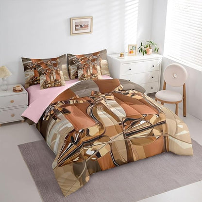 Erosebridal High-Heels Girlish Girls 7 Piece Bedding Set Full Size Romantic Fashion Comforter Sets Fashionable Gorgeous Sheet Set for Kids Children Women Bedroom Modern Minimalist Gold Bed in A Bag