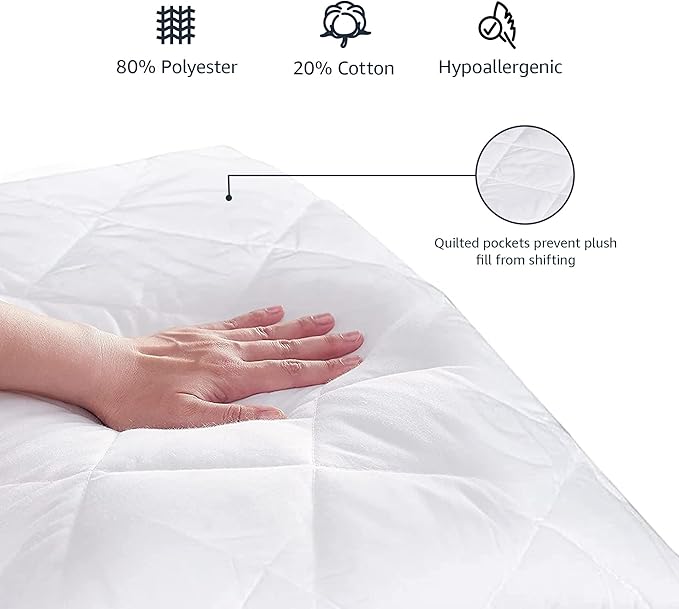 Basics Hypoallergenic Quilted Mattress Topper Pad, 18 Inches Deep, Twin, White