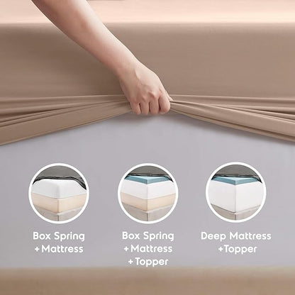 Nestl Twin XL Sheet Set - College Dorm Size - Luxury 1800 Ultra-Soft Microfiber Twin Extra Long Bed Sheets - Deep Pockets - Easy Fit - Extra Soft - 3 Piece Set (Twin XL, Taupe)